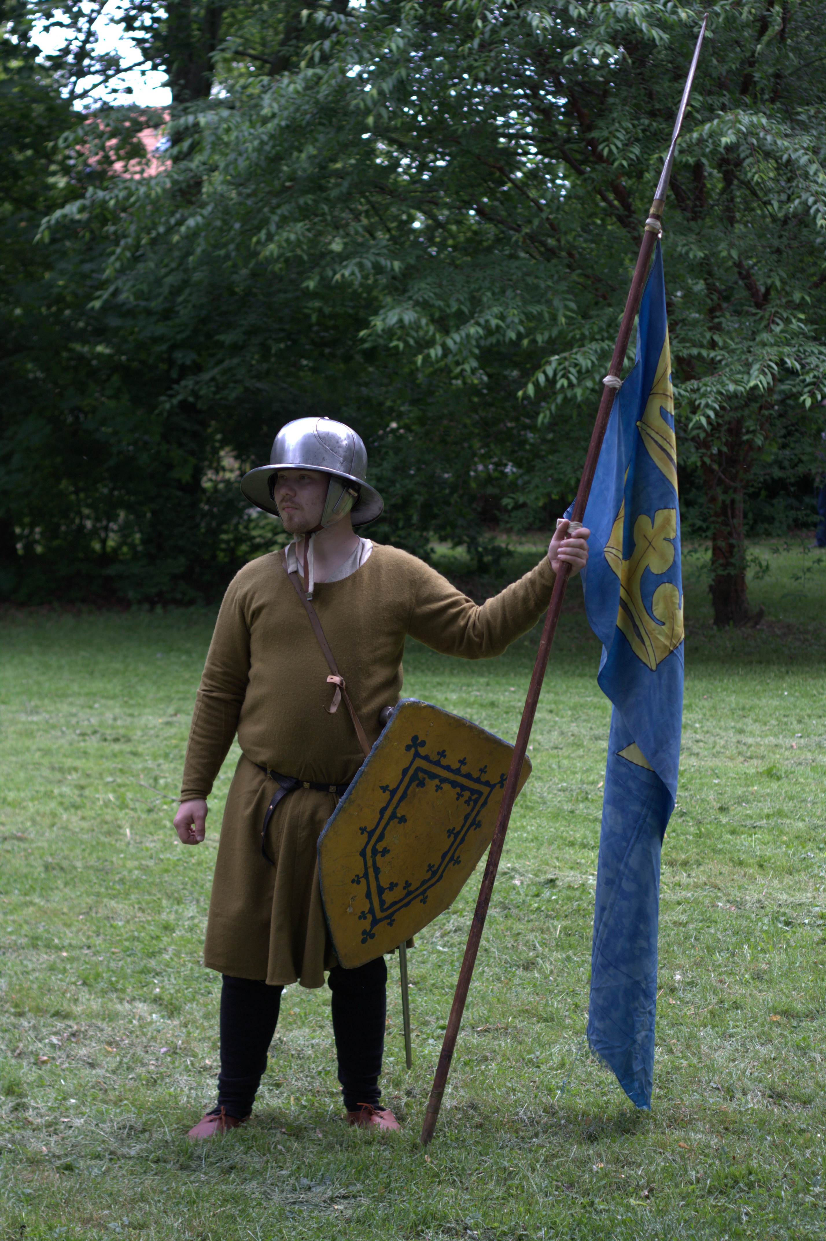 A gunner acting as a levied peasant during a display, Lund, 2012